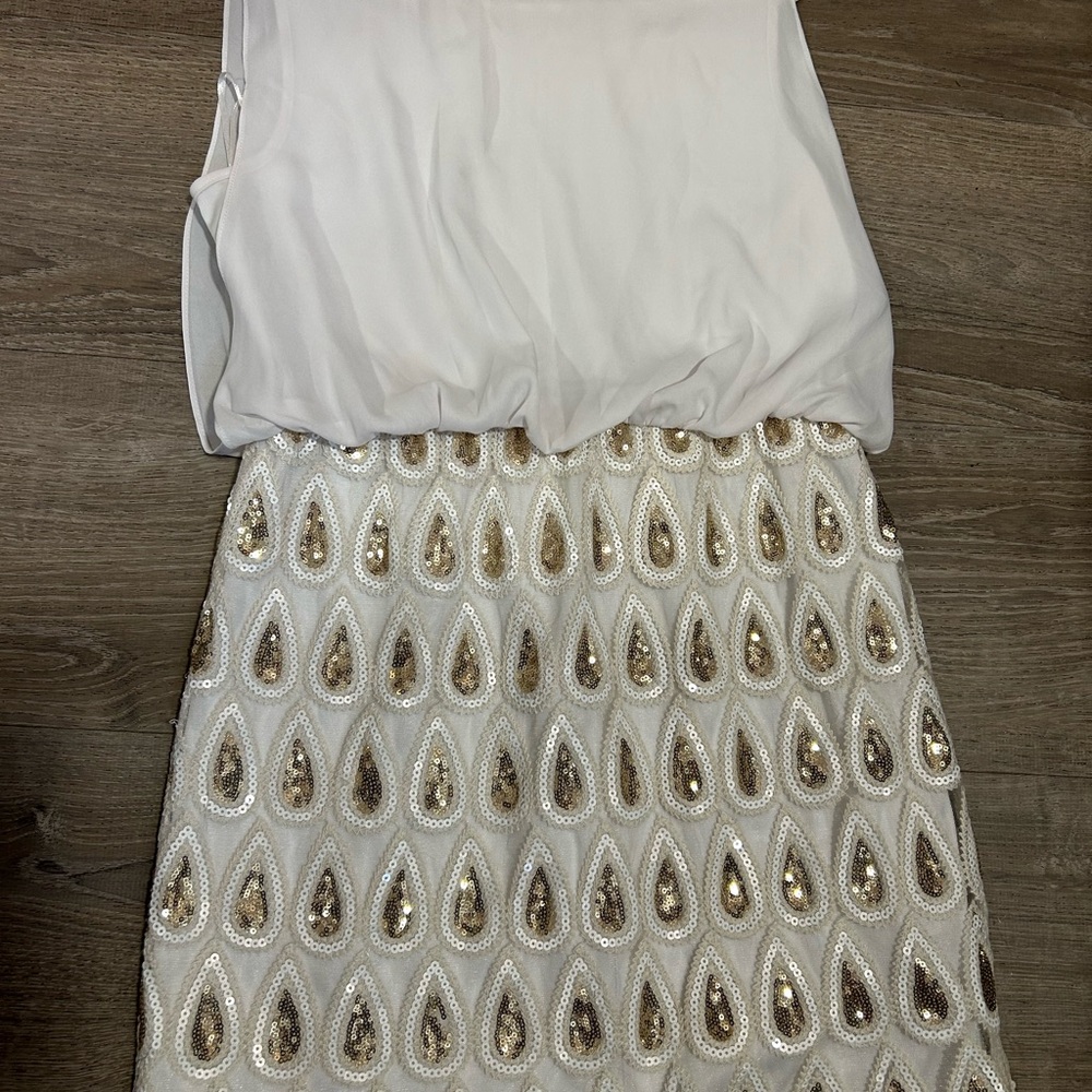 White and Gold Sequin Dress